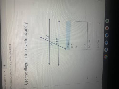 Use the diagram to solve for x and y