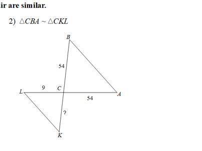 Find the missing length. The triangles in each pair are similar.