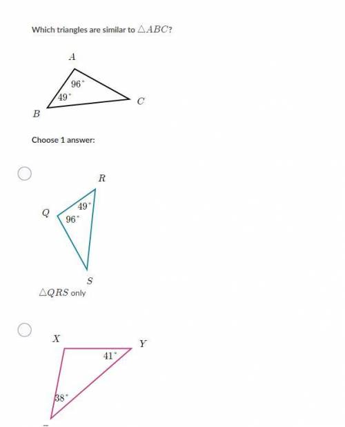 Help please!!
Are these triangles similar
choices: 
Both 
Neither