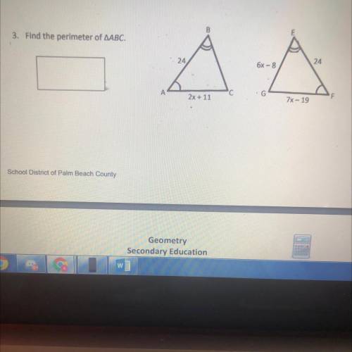 What is number three please The perimeter of ABC