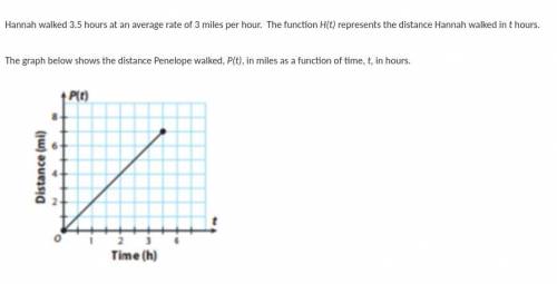 What is the

Domain of P (t)
Domain of H (t)
Range of P (t) 
Range of H (t)
Who walked faster?