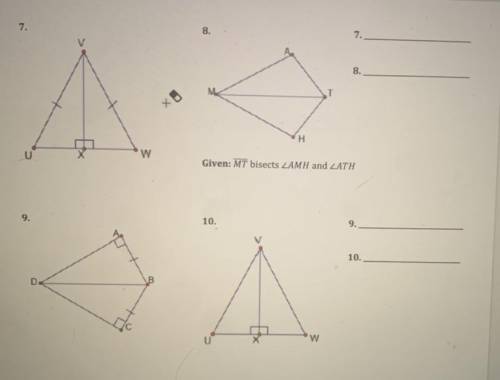 Can someone help me determine whether or not these pairs of triangles are SSS, SAS, ASA, AAS, HL, a