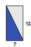 Which equation can be used to find the area of the blue triangle?

A) A=2(7)(12)
B) A= 1/2 (7)(12)