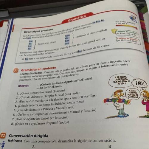 Spanish sentences using direct object pronouns 
Only need 6-8! 
Will give brainlist