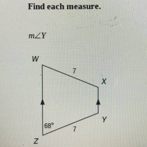 Find each measure 
m angle Y