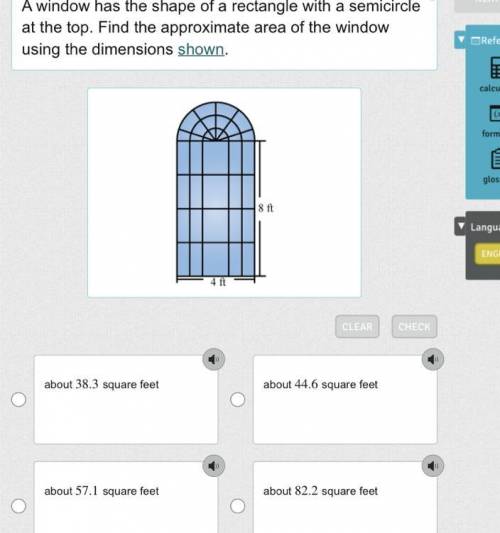 A window has the shape of a rectangle with a semicircle at the top. Find the approximate area of th