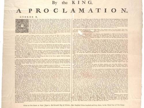 When did the proclamation of 1763 end?​