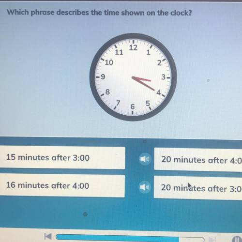 Which phrase describes the time shown on the clock?

12
PS
11
10
E9
8
7
5
6
15 minutes after 3:00