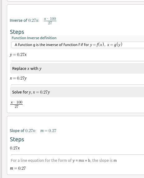 What is the slope of 0.27x