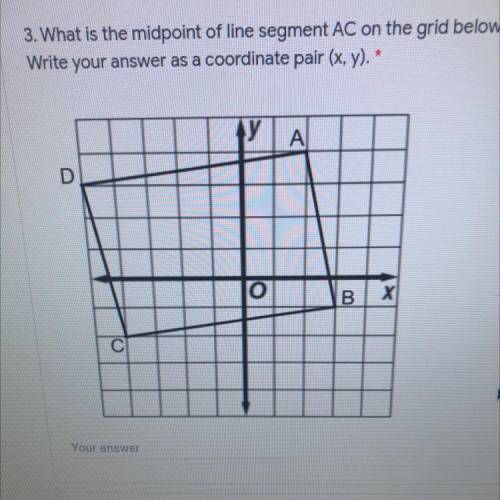 What is the midpoint of line segment AC on the grid below