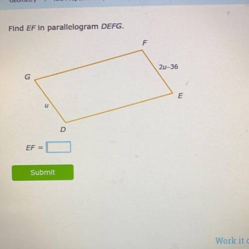How do I find EF in the parallelogram DEFG?