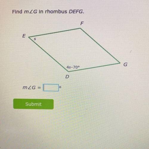 How would I find the answer to this in rhombus DEFG?