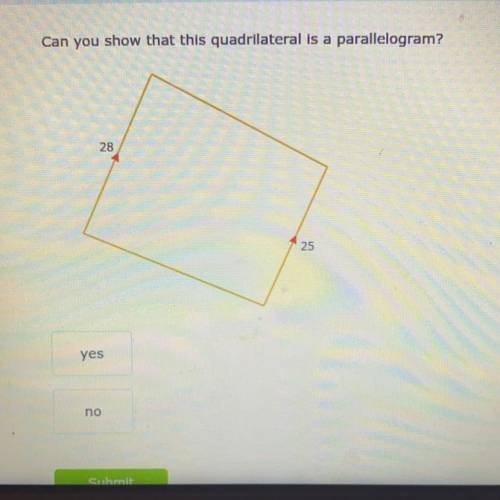 Can you show that this quadrilateral is a parallelogram? Explain why you’d disagree or agree.