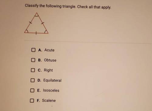 Classify the following triangle. Check all that apply.​