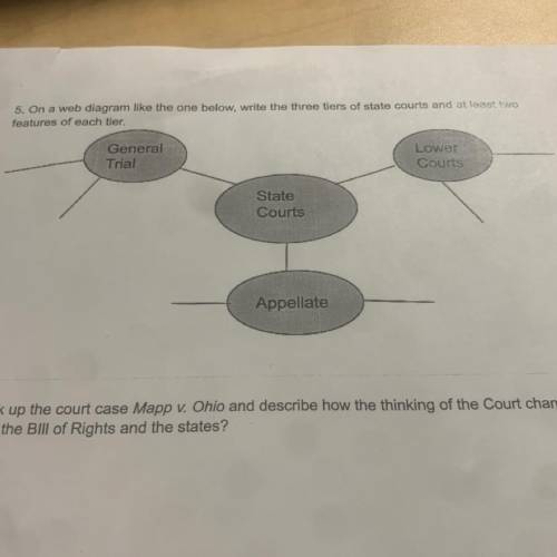 5. On a web diagram like the one below, write the three tiers of state courts and at least two

fe