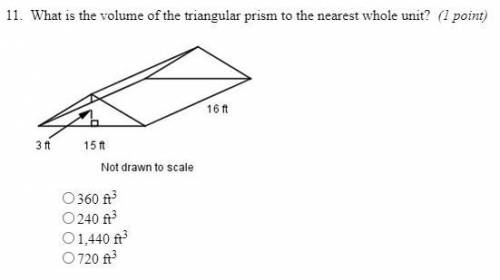 What is the volume of the triangular prism to the nearest whole unit.