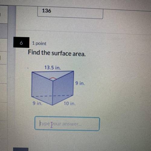 Find the surface area.
13.5 in
9 In
9 in.
10 in.