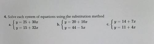 Solve each system of equations using the substitution method.​