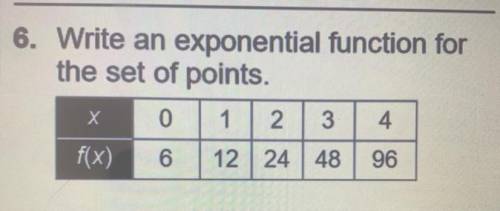 I will mark brainliest !! write an exponential function for the set of points. picture is below