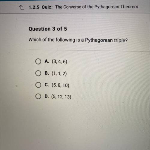 Which of the following is a Pythagorean triple?