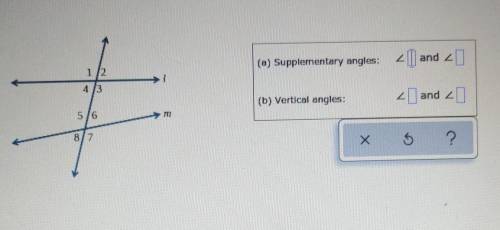 Help please...... find the supplementary angle and vertical​