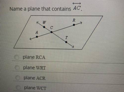 Name a plane that contains AC.
plane RCA
plane WRT
plane ACR
plane WCT