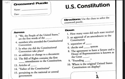 Plz help us constitution crossward puzzle