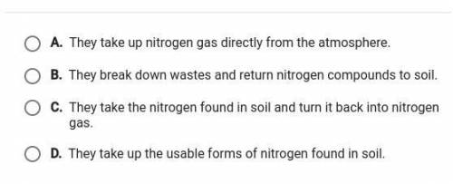 The diagram shows a model of the nitrogen cycle. which role do plants play in the nitrogen cycle?