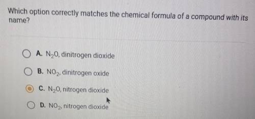 Which option correctly matches the chemical formula of a compound with its name?​
