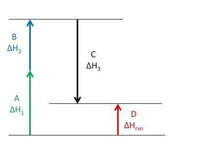According to the enthalpy diagram below, which of the following statements is true?

Arrows A and
