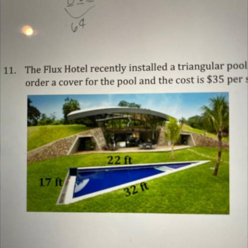 The flux hotel recently installed a triangular pool as shown below. If the hotel manager needs to o