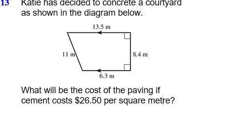 What will be the cost of the paving if cement costs $26.50 per square metre?