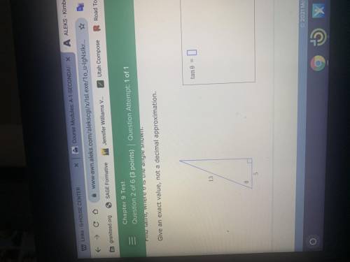 Find tan0 where 0 is the angle shownPLEASE I NEED HELP
