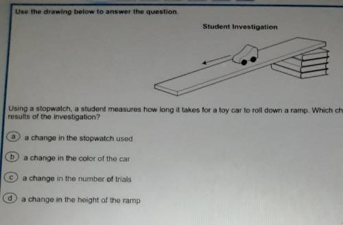 Use the drawing below to answer the question. Student Investigation Using a stopwatch, a student me