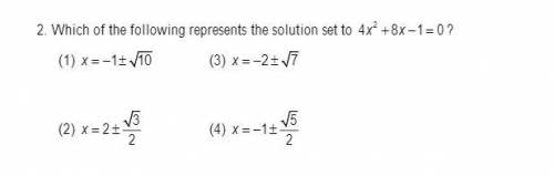 Which of the following represents the solution set to 4x^2+8x-1=0?