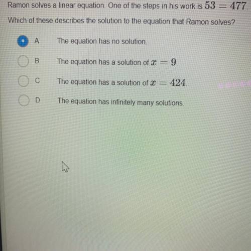 Which of these describes the solution to the equation that ramon solves..