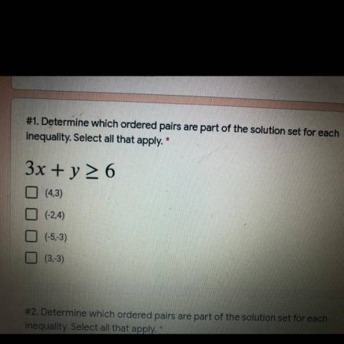 Please help need it ASAP

1. Determine which ordered pairs are part of the solution set for each
i