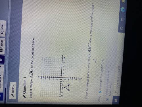 Which coordinate plane shows triangle abc after a reflection over the y axis? hurry pls