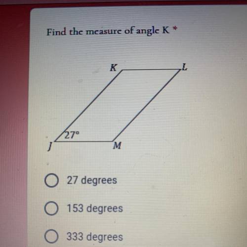Help find the angle of k please