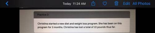 What integer represents the pounds christina has lost? I only need the number