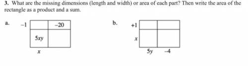 what are the missing dimensions(length and width)or area of each part?Then write the area of the re