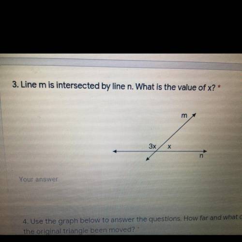 Line m is intersected by line n. What is the value of x?

I need help I’m doing a test right now !