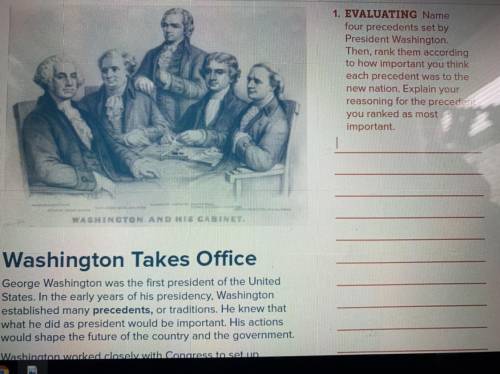 1. EVALUATING Name

four precedents set by
President Washington.
Then, rank them according
to how