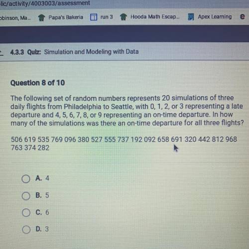 PLZ HELPQuestion 8 of 10

The following set of random numbers represents 20 simulations of th
