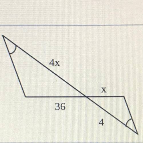 For the pair of similar triangles shown to the right, find the value of x. x=?