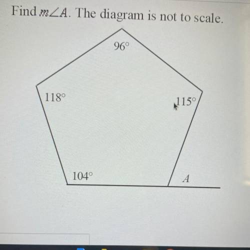 Find mZA. The diagram is not to scale.
96°
118°
159
104°