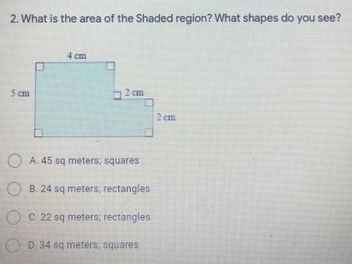 What is the area of shaded region? What shapes do you see?