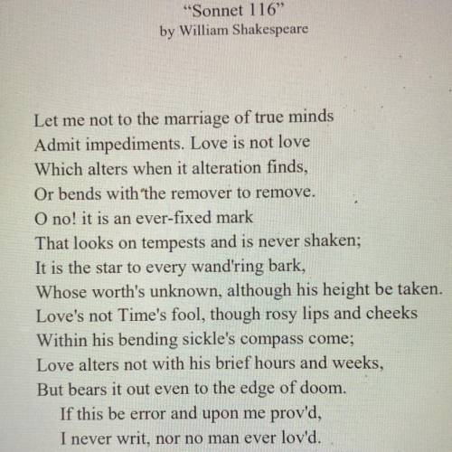 What characteristics of metaphysical poetry are found in shakespeare’s sonnet 116 ?

 -emotionally