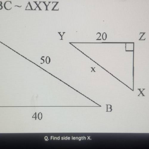 Find side length x.answer choices 30251540​