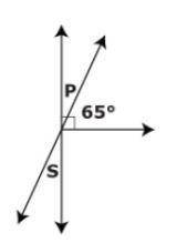 A student uses the figure below to find the measure of Angle S. The student first finds the measure